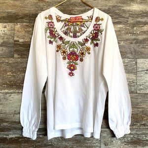 Johnny Was JWLA Floral Embroidered Top